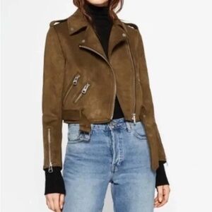 NWOT Zara Faux Suede Biker Jacket